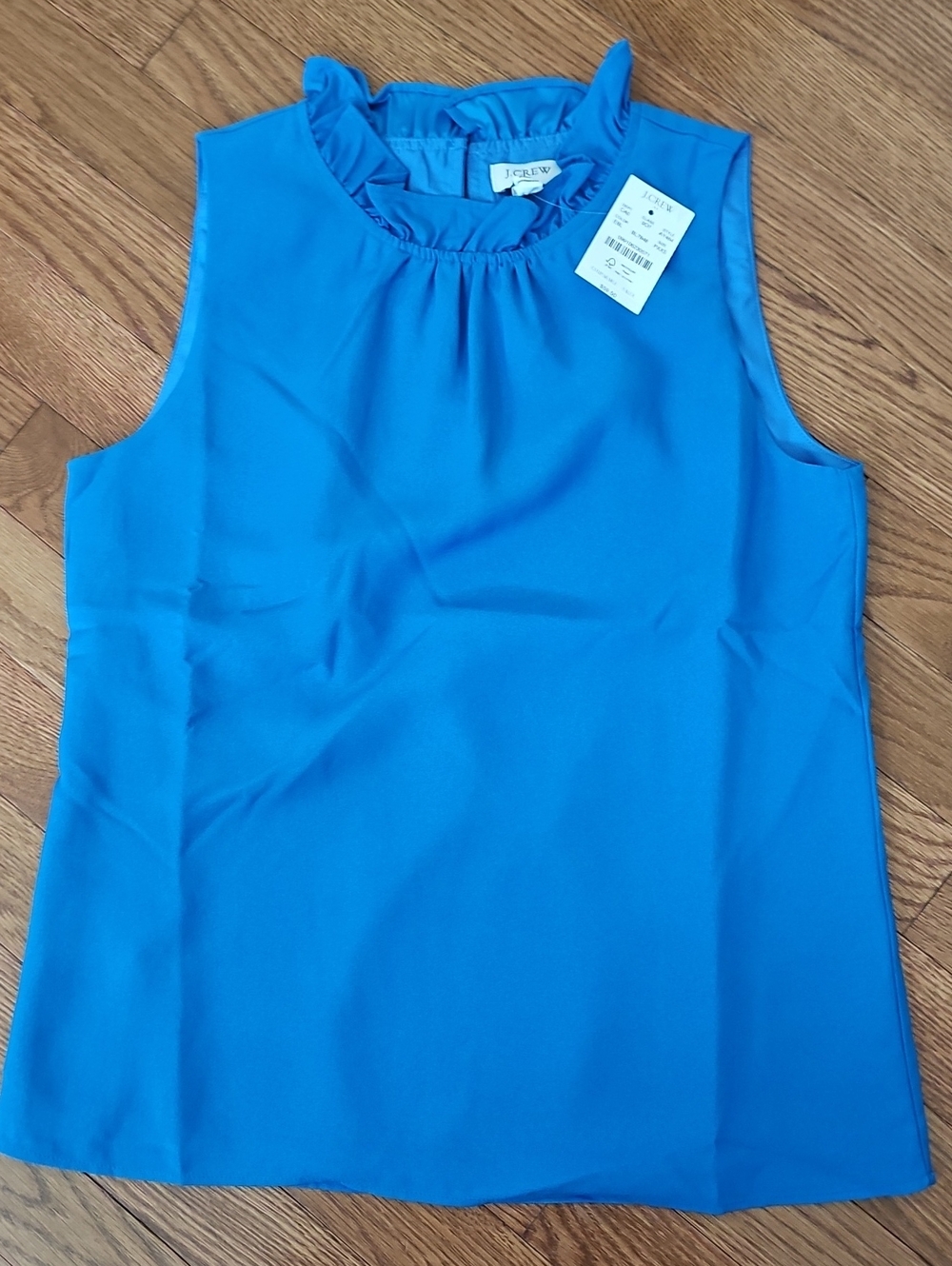 J. Crew Bright Blue Ruffle Neck Sleeveless Camisole